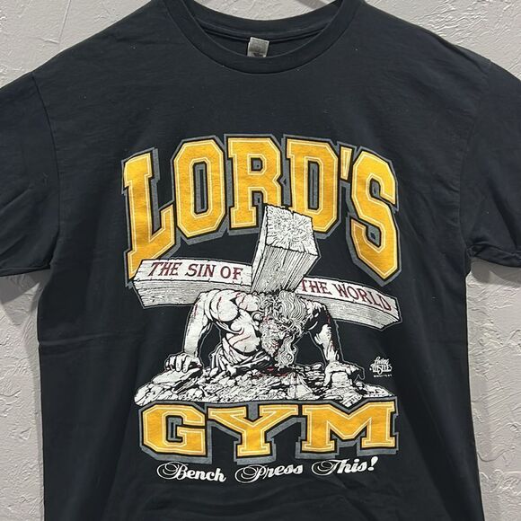 ✝️ LORD’S GYM Bench Press This! Jesus Tee Men Sz Medium - Not Vintage‎ - PERFECT